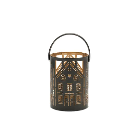 Punched Metal House Lantern Set